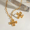 Stainless Steel And Titanium Steel Hammer Cross Pendant Necklace Jewelry With Electroplating Design