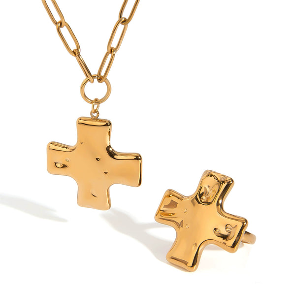 Stainless Steel And Titanium Steel Hammer Cross Pendant Necklace Jewelry With Electroplating Design