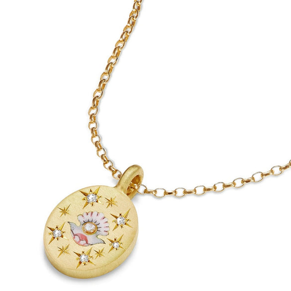 Stainless Steel And Titanium Steel Hand Painted Geometric Flower Pendant Necklace For Women With Electroplating