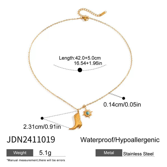 Stainless Steel And Titanium Steel Hat Pattern Boots Pendant Necklace And Earrings With Electroplating