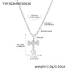 316L Stainless Steel And 316L Stainless Steel Heart Bone Zircon Pendant Stacked Clavicle Necklace And Bracelet Set With Electroplating