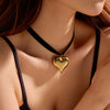 Stainless Steel And Titanium Steel Heart Clavicle Chain Necklace With Electroplating And Vintage Style