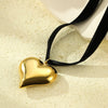 Stainless Steel And Titanium Steel Heart Clavicle Chain Necklace With Electroplating And Vintage Style