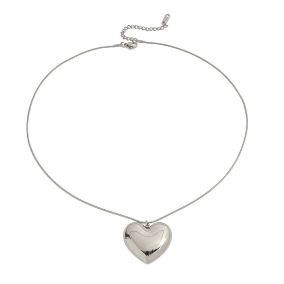 Stainless Steel And Titanium Steel Heart Shape Pendant Necklace With Electroplating For Women