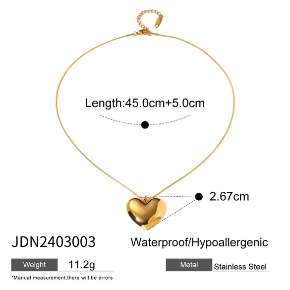 Stainless Steel And Titanium Steel Heart Shape Pendant Necklace With Electroplating For Women