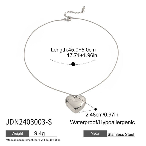 Stainless Steel And Titanium Steel Heart Shape Pendant Necklace With Electroplating For Women