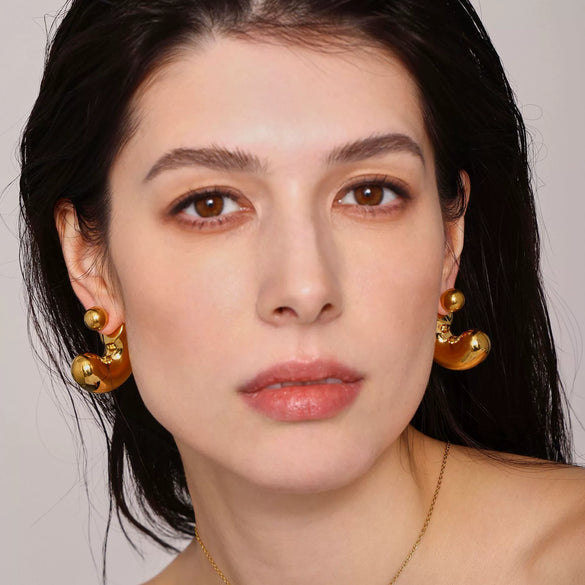 Stainless Steel And 316L Stainless Steel Hollow Cshaped And Ushaped Geometric Electroplated Fashion Elegant Women's Earrings