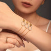 Stainless Steel And Titanium Steel Inlaid Zircon Double Ring Necklace Bracelet For Women With Electroplating And Geometric Style