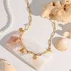 Stainless Steel And Titanium Steel Ins Style Threaded Shell Pendant Necklace For Women