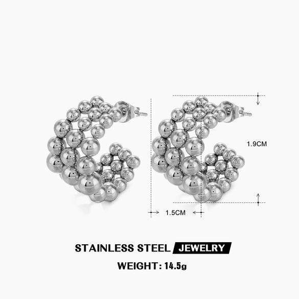 Stainless Steel And Titanium Steel Jewelry Set With Geometric Style For Women Earrings And Necklace With Ochain And 18K Gold Plated Electroplating