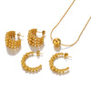 Stainless Steel And Titanium Steel Jewelry Set With Geometric Style For Women Earrings And Necklace With Ochain And 18K Gold Plated Electroplating