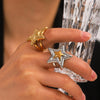 Stainless Steel And Titanium Steel Jewelry With Fivepointed Star Pattern Electroplated Pendant Necklace And Earrings For Women