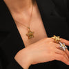 Stainless Steel And Titanium Steel Jewelry With Fivepointed Star Pattern Electroplated Pendant Necklace And Earrings For Women