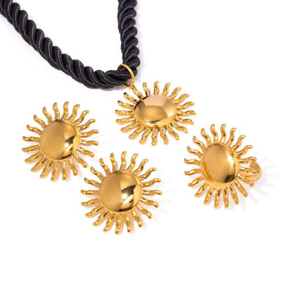 Stainless Steel And Titanium Steel Jewelry With Sunflower Design And Electroplating Process For Women