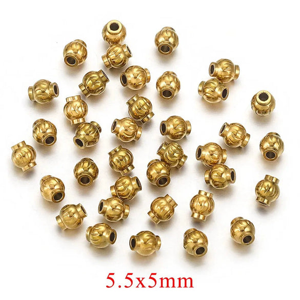 Stainless Steel And Titanium Steel Lantern And Curved Beads Vacuum Goldplated Electroplated Diy Handmade Jewelry Accessories Beads