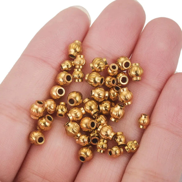 Stainless Steel And Titanium Steel Lantern And Curved Beads Vacuum Goldplated Electroplated Diy Handmade Jewelry Accessories Beads