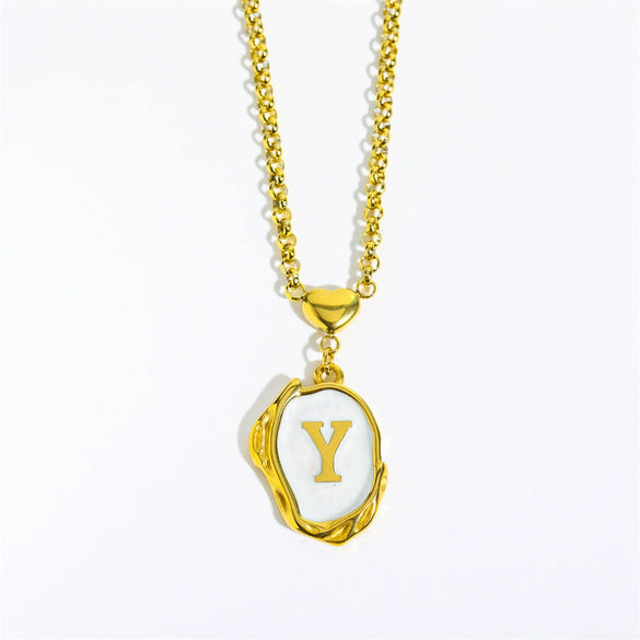 Stainless Steel And Titanium Steel Letters Numbers Text Dripping Oil Stereo Electroplated Necklace Ochain