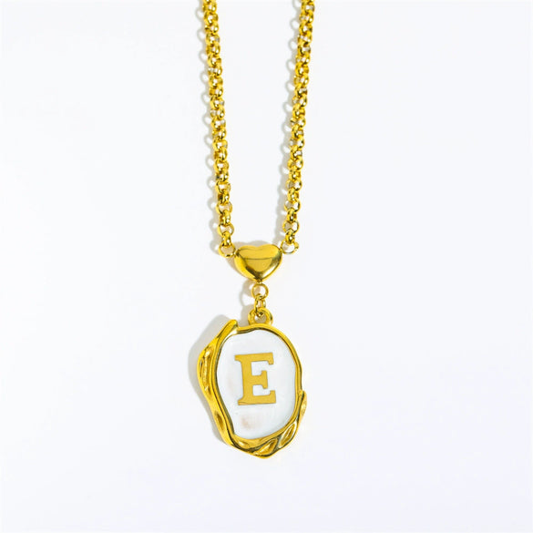 Stainless Steel And Titanium Steel Letters Numbers Text Dripping Oil Stereo Electroplated Necklace Ochain