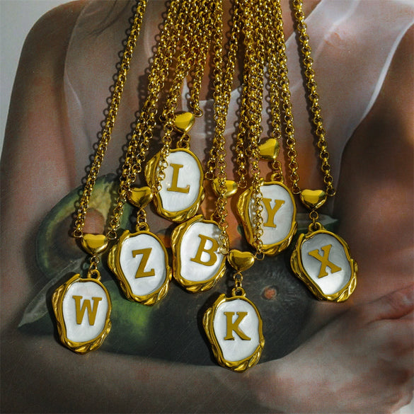 Stainless Steel And Titanium Steel Letters Numbers Text Dripping Oil Stereo Electroplated Necklace Ochain