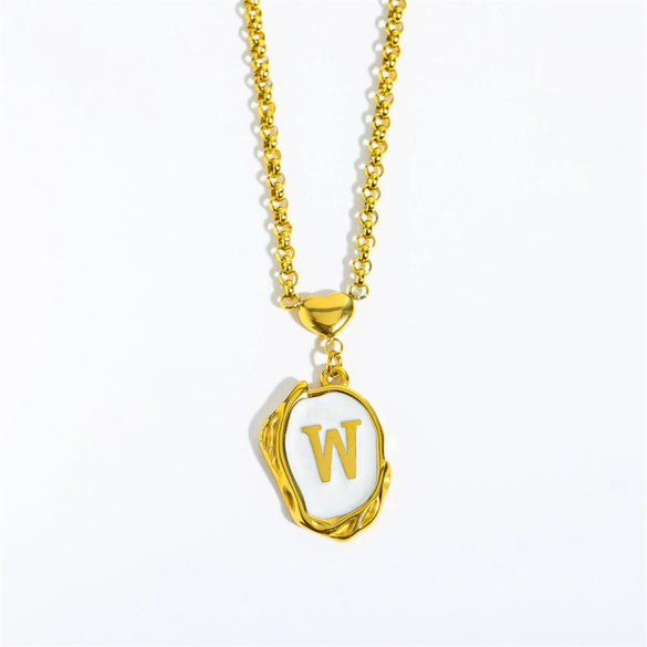 Stainless Steel And Titanium Steel Letters Numbers Text Dripping Oil Stereo Electroplated Necklace Ochain