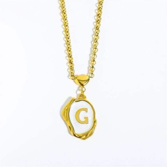 Stainless Steel And Titanium Steel Letters Numbers Text Dripping Oil Stereo Electroplated Necklace Ochain