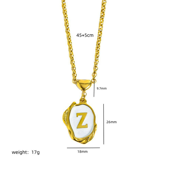 Stainless Steel And Titanium Steel Letters Numbers Text Dripping Oil Stereo Electroplated Necklace Ochain