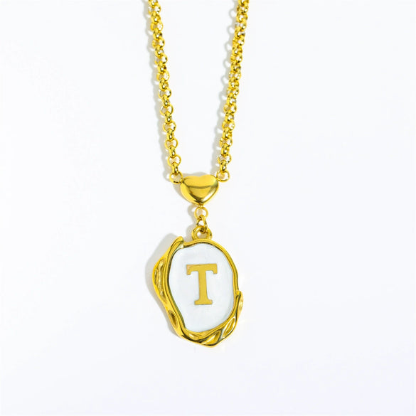 Stainless Steel And Titanium Steel Letters Numbers Text Dripping Oil Stereo Electroplated Necklace Ochain