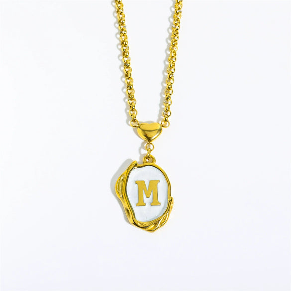 Stainless Steel And Titanium Steel Letters Numbers Text Dripping Oil Stereo Electroplated Necklace Ochain
