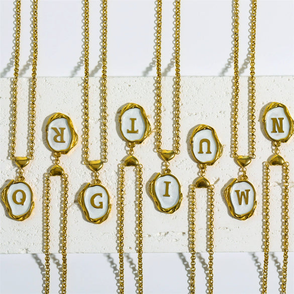 Stainless Steel And Titanium Steel Letters Numbers Text Dripping Oil Stereo Electroplated Necklace Ochain