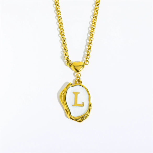 Stainless Steel And Titanium Steel Letters Numbers Text Dripping Oil Stereo Electroplated Necklace Ochain