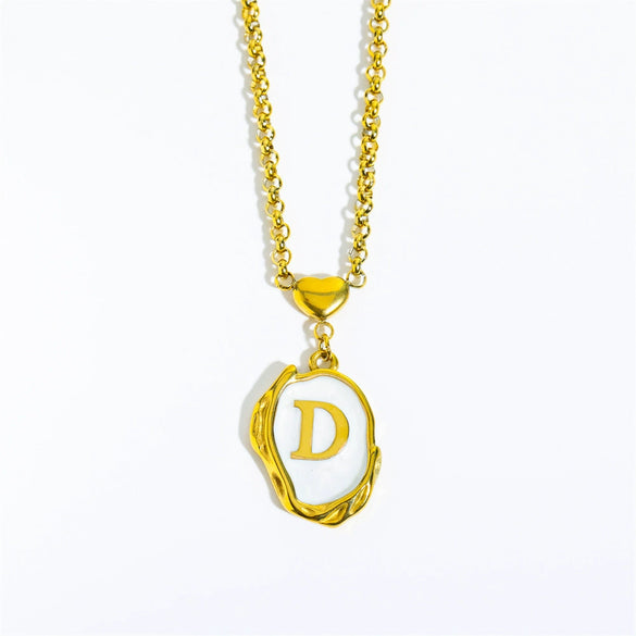 Stainless Steel And Titanium Steel Letters Numbers Text Dripping Oil Stereo Electroplated Necklace Ochain