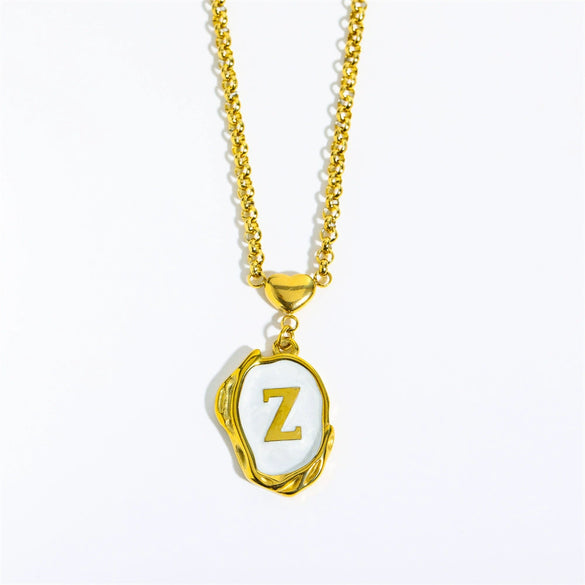 Stainless Steel And Titanium Steel Letters Numbers Text Dripping Oil Stereo Electroplated Necklace Ochain