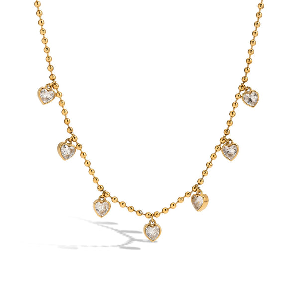 Stainless Steel And Titanium Steel Love Beaded Necklace With Electroplating For Women