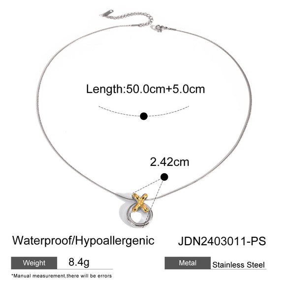 Stainless Steel And Titanium Steel Love Contrast Color Pendant Necklace With Geometric Pattern And Electroplating Treatment