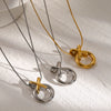 Stainless Steel And Titanium Steel Love Contrast Color Pendant Necklace With Geometric Pattern And Electroplating Treatment