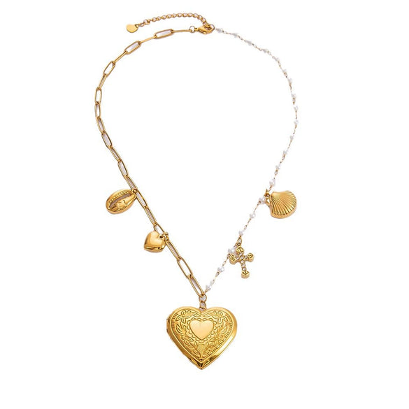 Stainless Steel And Titanium Steel Love Cross Pendant Necklace With U Shape Pattern Electroplated For Women Fashion Clavicle Chain