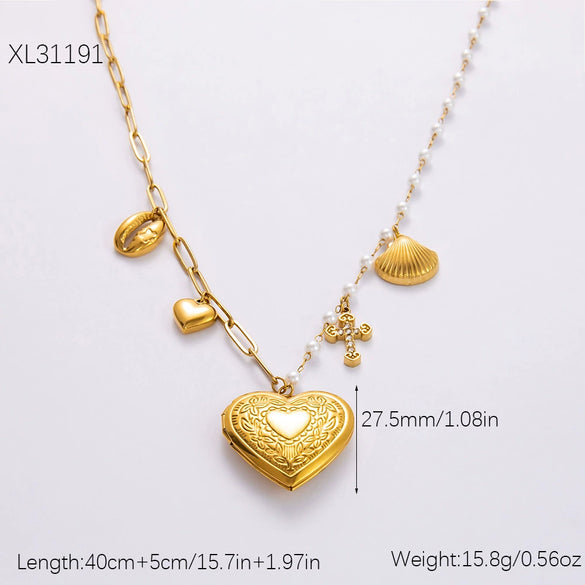 Stainless Steel And Titanium Steel Love Cross Pendant Necklace With U Shape Pattern Electroplated For Women Fashion Clavicle Chain
