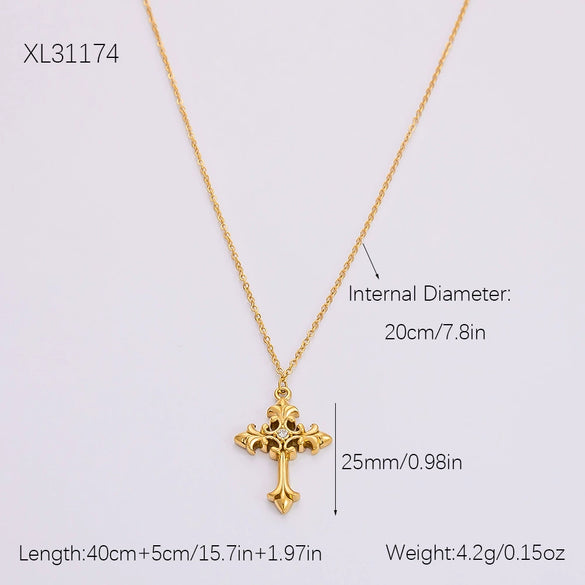 Stainless Steel And Titanium Steel Love Cross Pendant Necklace With U Shape Pattern Electroplated For Women Fashion Clavicle Chain
