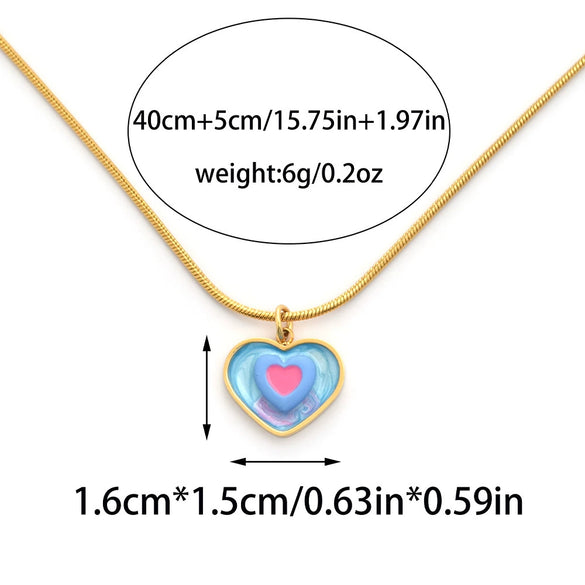 Stainless Steel And Titanium Steel Love Peach Heart Pendant Necklace For Women With Electroplating Simple Fashion Style