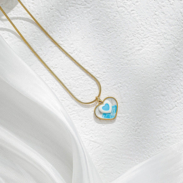 Stainless Steel And Titanium Steel Love Peach Heart Pendant Necklace For Women With Electroplating Simple Fashion Style