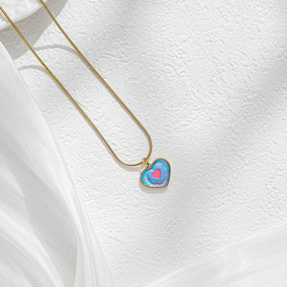 Stainless Steel And Titanium Steel Love Peach Heart Pendant Necklace For Women With Electroplating Simple Fashion Style