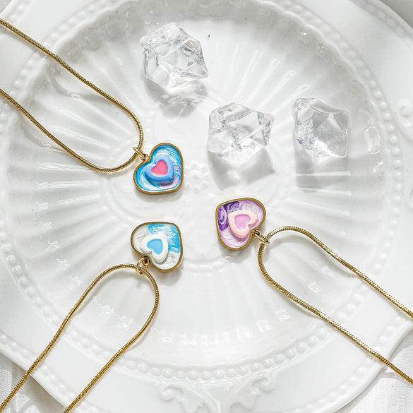 Stainless Steel And Titanium Steel Love Peach Heart Pendant Necklace For Women With Electroplating Simple Fashion Style