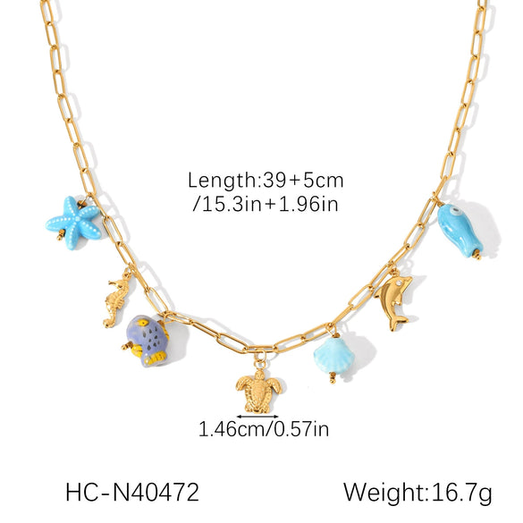 Stainless Steel And Titanium Steel Marine Life Jewelry Earrings Necklaces And Bracelets With Electroplating