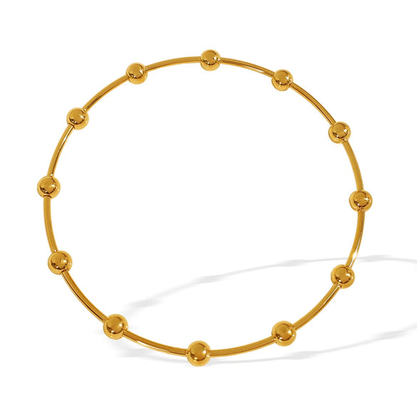 Stainless Steel And 316L Stainless Steel Minimalist Geometric Round Bead Women's Bracelet With Electroplating