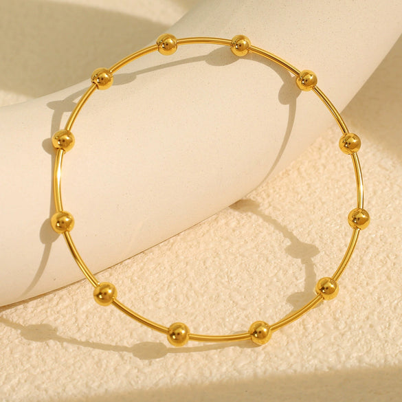 Stainless Steel And 316L Stainless Steel Minimalist Geometric Round Bead Women's Bracelet With Electroplating