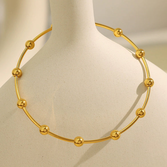 Stainless Steel And 316L Stainless Steel Minimalist Geometric Round Bead Women's Bracelet With Electroplating