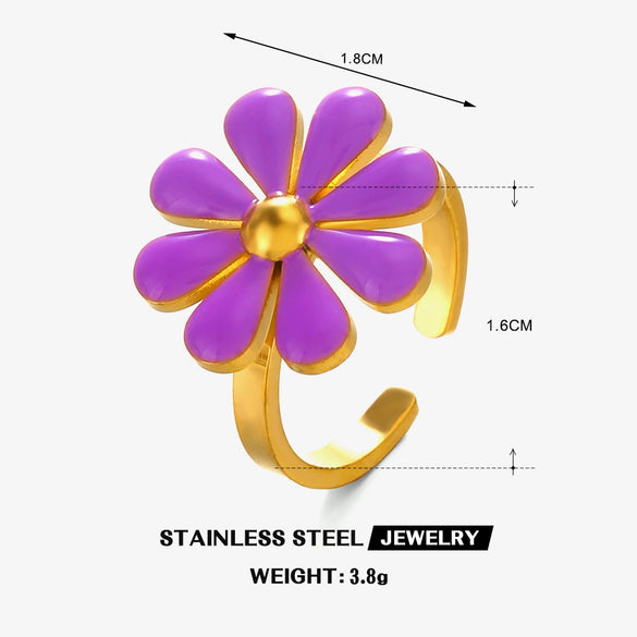 Stainless Steel And Titanium Steel Multicolor Oil Dripping Flower Jewelry Set With Electroplating For Women