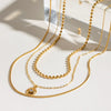 Stainless Steel And Titanium Steel Multilayer Bead Chain With Diamond Stacked Geometric Necklace Electroplated Light Luxury Women's Jewelry