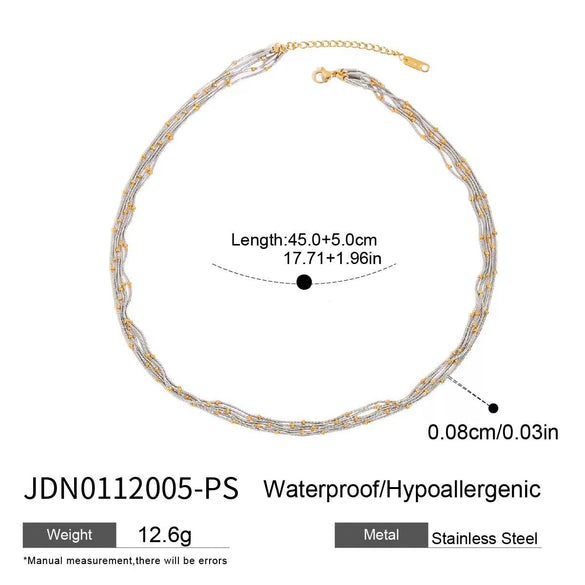 Stainless Steel And Titanium Steel Multilayer Stacked Geometric Style Necklace With Electroplating Treatment For Women
