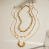 Stainless Steel And Titanium Steel Natural Geometric Style Bead Necklace With Electroplating